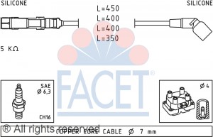 Ккомплект проводов зажигания 4.7069 FACET