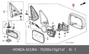 Зеркало заднего вида 76200S10G21ZF HONDA