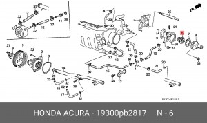 Термостат, охлаждающая жидкость 19300PB2817 HONDA