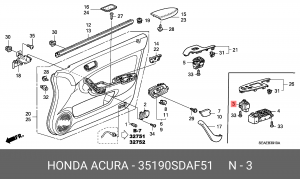 Переключатель регулировки зеркала 35190SDAF51 HONDA