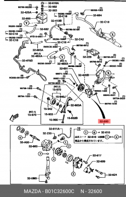 Гидравлический насос, рулевое управление B01C32600C MAZDA