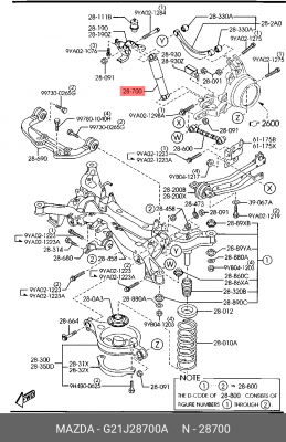 Амортизатор подвески G21J28700A MAZDA