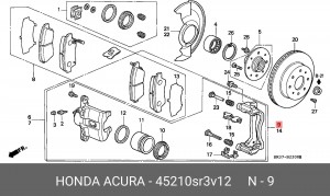 Тормозной суппорт 45210SR3V12 HONDA