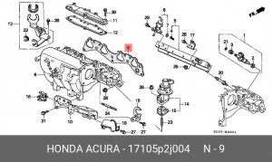 Прокладка, впускной коллектор 17105P2J004 HONDA
