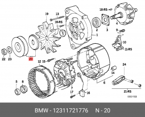Ременный шкив, генератор 12 31 1 721 776 BMW