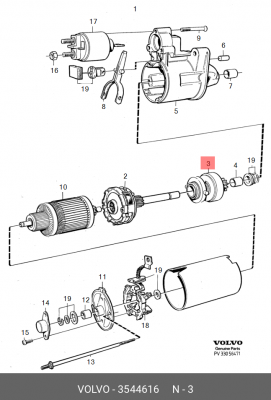 Привод с механизмом свободного хода, стартер 3544616 VOLVO