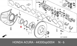 Комплект подшипника ступицы колеса 44300-SP0-004 HONDA
