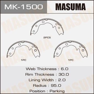 Колодки тормозные барабанные MK1500 MASUMA