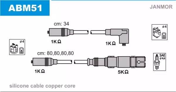 Ккомплект проводов зажигания ABM51 JANMOR