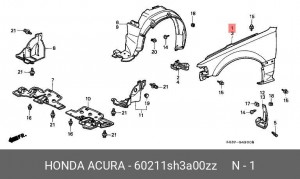 Крыло 60211SH3A00ZZ HONDA