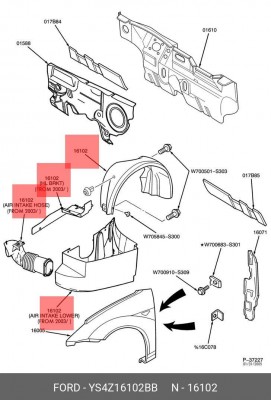Подкрылок YS4Z-16102-BB FORD