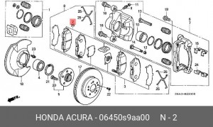 Комплект тормозных колодок, диско 06450-S9A-A00 HONDA