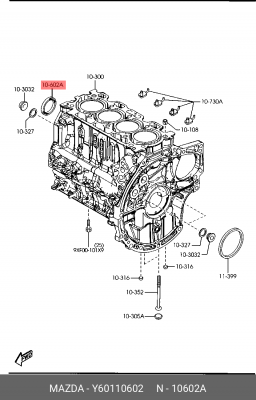 Уплотняющее кольцо, коленчатый вал Y60110602 MAZDA