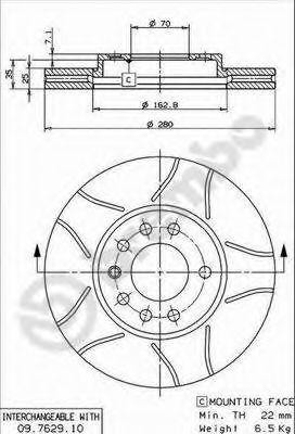 Тормозной диск 09.7629.75 BREMBO