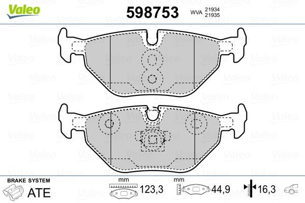 Комплект тормозных колодок, диско 598753 VALEO PHC