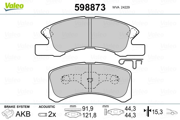 Комплект тормозных колодок, диско 598873 VALEO PHC