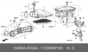 Фильтр воздушный 17220RSPY00 HONDA