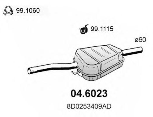 Средний глушитель выхлопных газов 046023 ASSO