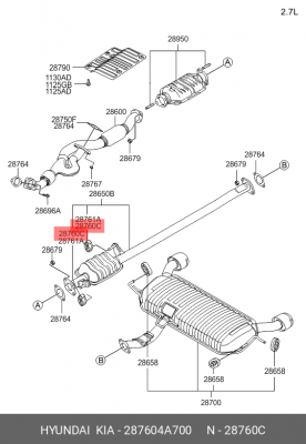 Резиновые полоски, система выпуска 287604A700 HYUNDAI KIA