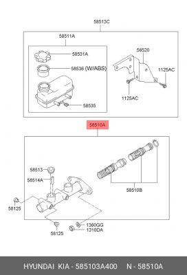 Главный тормозной цилиндр 585103A400 HYUNDAI KIA