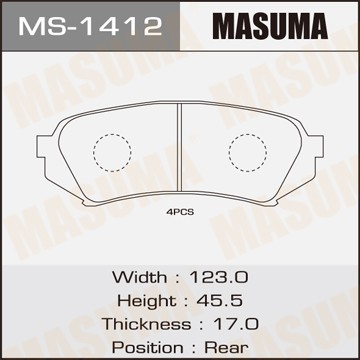 Колодки тормозные дисковые MS1412 MASUMA