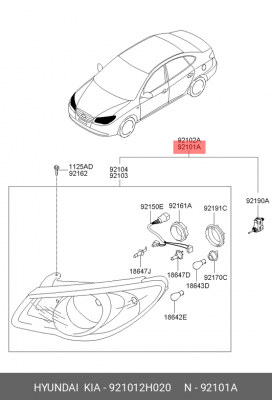 Фара головного света 921012H020 MOBIS