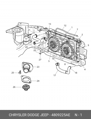 Радиатор охлаждения ДВС 4809225AE CHRYSLER