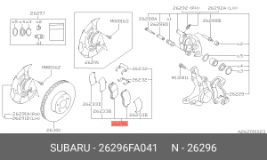 Комплект тормозных колодок, диско 26296FA041 SUBARU