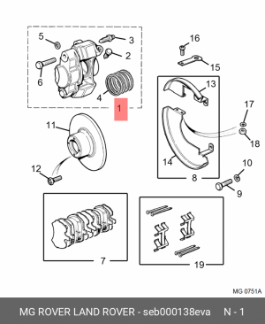 Тормозной суппорт SEB000138EVA MG ROVER LAND ROVER