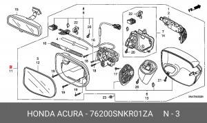 Зеркало заднего вида 76200SNKR01ZA HONDA