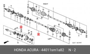 Шарнирный комплект, приводной вал 44011SM1A82 HONDA