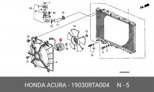 Вентилятор, охлаждение двигателя 19030RTA004 HONDA