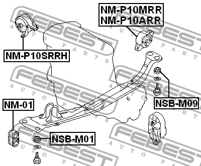 Подушка двигателя NM-P10SRRH FEBEST