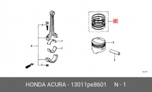 Кольца поршневые (комплект) 13011PE8601 HONDA
