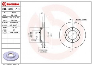 Тормозной диск 08.7860.10 BREMBO