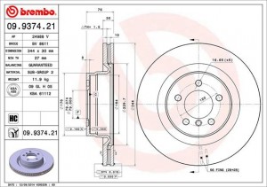 Тормозной диск 09.9374.21 BREMBO