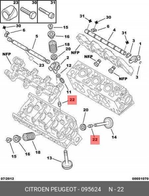Уплотнительное кольцо, стержень кла 0956 24 CITROEN PEUGEOT
