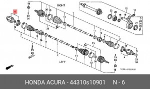 Шарнирный комплект, приводной вал 44310-S10-901 HONDA