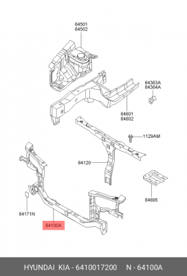 Облицовка передка 6410017200 HYUNDAI KIA