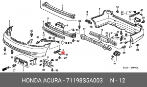 Кронштейн крепления бампера 71198S5A003 HONDA