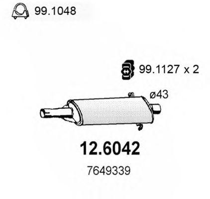 Средний глушитель выхлопных газов 126042 ASSO