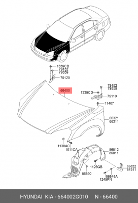 Капот 664002G010 HYUNDAI KIA
