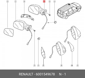 Зеркало заднего вида 6001549678 RENAULT