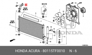 Кронштейн крепления радиатора кондиционера 80115TF0010 HONDA
