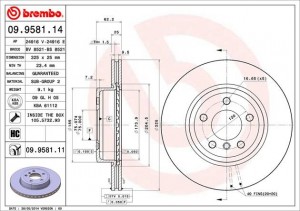 Тормозной диск 09.9581.14 BREMBO