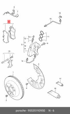 Комплект тормозных колодок, диско 95535193950 PORSCHE