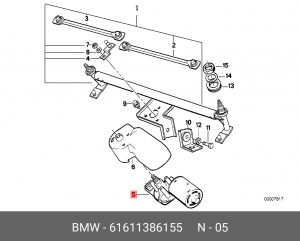 Двигатель стеклоочистителя 61 61 1 386 155 BMW