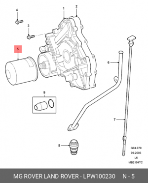 Масляный фильтр LPW100230 MG ROVER LAND ROVER