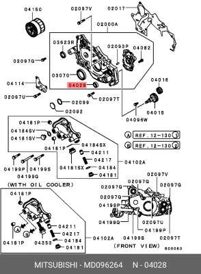 Уплотняющее кольцо, коленчатый вал MD096264 MITSUBISHI
