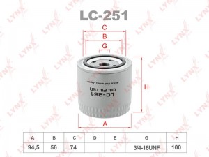 Фильтр масляный двигателя LC-251 LYNXAUTO